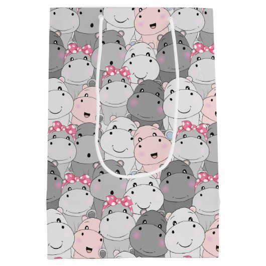 Moyen Bébé mignon Hippopotame Sac cadeau (Dos)
