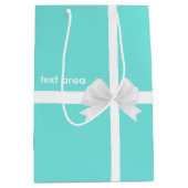 Moyen Bleu Turquoise avec Bow Chic Glamor Sac cadeau (Devant)