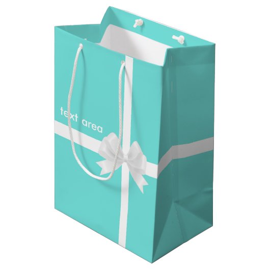 Moyen Bleu Turquoise avec Bow Chic Glamor Sac cadeau (Devant Angle)