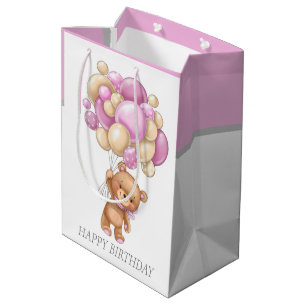 Moyen BONJOUR D'ANNIVERSAIRE Fille Teddy sac cadeau