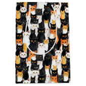 Moyen Chats noirs blancs orange Halloween Sac cadeau moy (Devant)