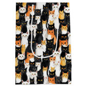 Moyen Chats noirs blancs orange Halloween Sac cadeau moy (Dos)