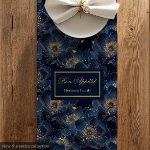 Moyen Chemin de table à fleurs en or marine Design Lux M