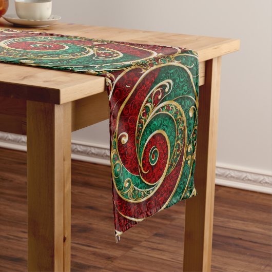 Moyen Chemin de table de fête Rouge Or Vert (In Situ)