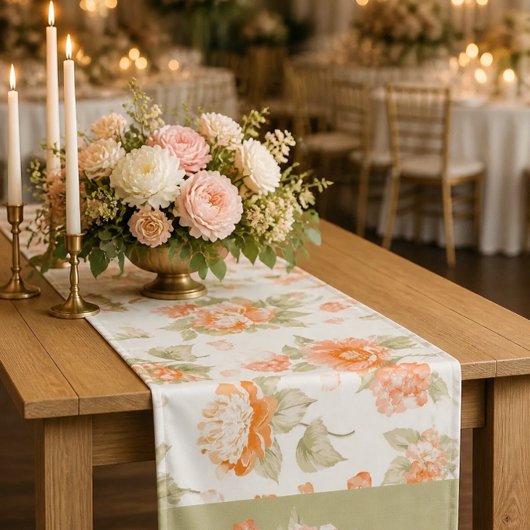 Moyen Chemin de table de mariage floral orange