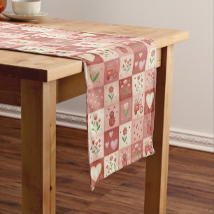 Moyen Chemin de table en patchwork sucré dessiné à la ma