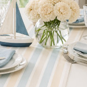 Moyen Chemin de table rayé bleu côtier pour maison de pl