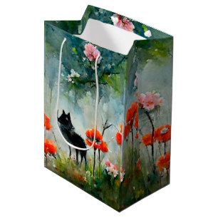 Moyen Chien noir chien chiot mignon sac cadeau chien