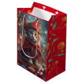 Moyen Christmas Kitten Red Petit sac cadeau (Devant Angle)