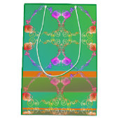 Moyen Coeurs roses sur Apricot & Sac Cadeau Vert (Dos)