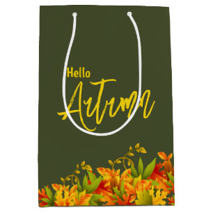 Moyen Coloré Automne en chute Feuille sac cadeau