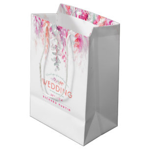 Moyen corail mariage rose fleurs rouges merci sac cadeau