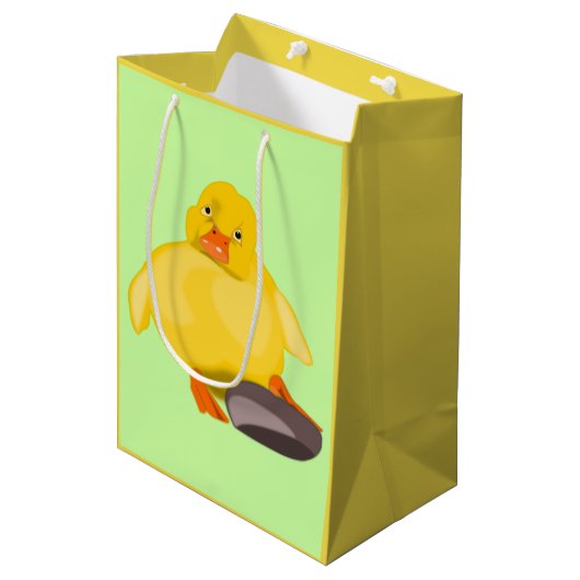 Moyen Couleurs personnalisées Sac cadeau Jaune Canard (Devant Angle)