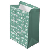 Moyen Cute Custom turquoise nom typographie Sac cadeau (Devant Angle)