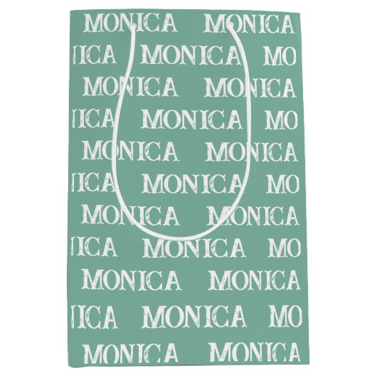 Moyen Cute Custom turquoise nom typographie Sac cadeau (Devant)