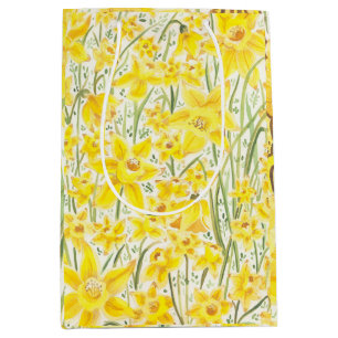 Moyen Daffodique Sac cadeau à fleurs jaunes