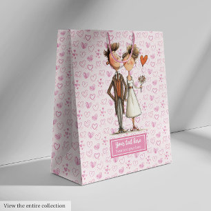 Moyen Drôle Mariage Quirky Couple Sac cadeau Nom personn