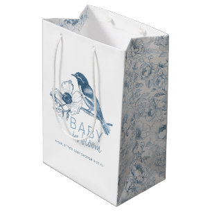 Moyen Dusty Blue Baby in Bloom Boy Douche Cadeau Sac