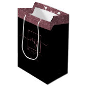 Moyen Elégant Rose Gold sur Black Medium Sac cadeau (Devant Angle)