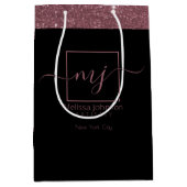 Moyen Elégant Rose Gold sur Black Medium Sac cadeau (Devant)