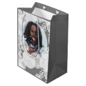 Moyen Étoiles de neige - Blanc, Gris - Sac cadeau (Dos Angle)