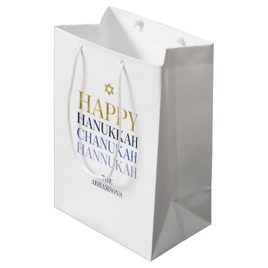 Moyen Happy Hanoukka Chanukah Gite Sac cadeau (Devant Angle)