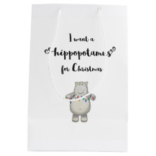 Moyen Je veux un hippopotame pour Noël - sac de cadeau