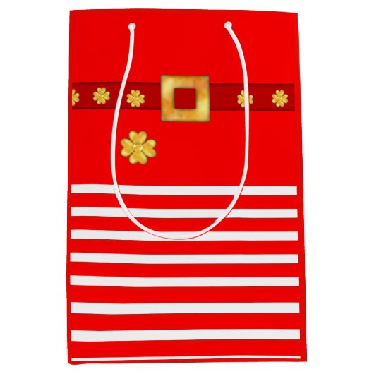 Moyen Joli sac cadeau rayé de Noël (Devant)