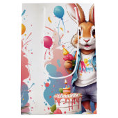 Moyen Joyeux lapin au gâteau | Sac cadeau (Dos)