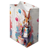 Moyen Joyeux lapin au gâteau | Sac cadeau (Dos Angle)