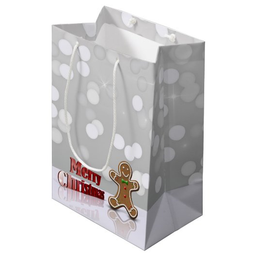 Moyen Joyeux Noël Gingerbread Homme Medium Cadeau Sac (Devant Angle)