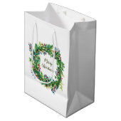 Moyen Joyeux Noël Vacances Wreath Medium Cadeau Sac cade (Devant Angle)