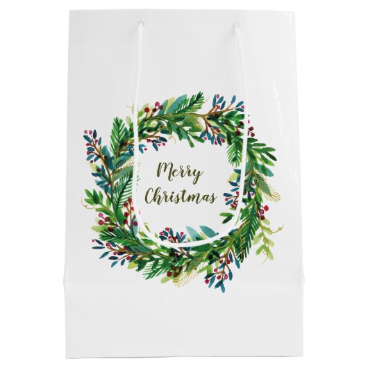 Moyen Joyeux Noël Vacances Wreath Medium Cadeau Sac cade (Dos)