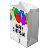 Moyen Joyeux sac cadeau d'anniversaire avec ballons colo (Devant Angle)