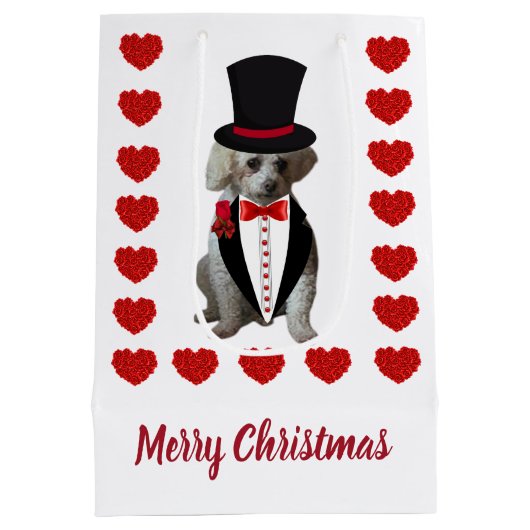 Moyen Joyeux sac cadeau de caniche de Noël (Dos)
