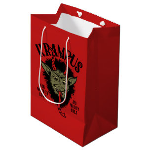 Moyen Krampus font face au sac vilain de cadeau