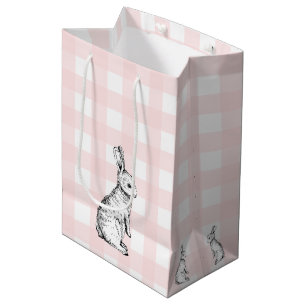 Moyen Lapin lapin rose En vichy sac cadeau