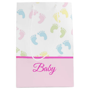 Moyen Le pied de bébé imprime le sac de cadeau de béb