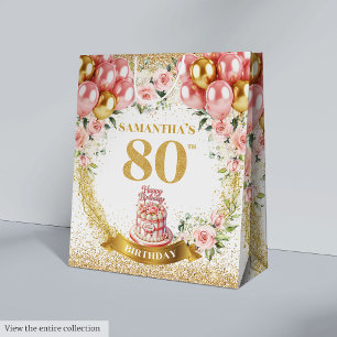 Moyen Luxe Gold Numéro 80e Anniversaire Sac cadeau Blush