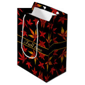Moyen Motif Feuilles d'automne Sac cadeau (Devant Angle)