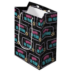 Moyen Neon 35th Birthday Sign On Brick Medium Cadeau sac