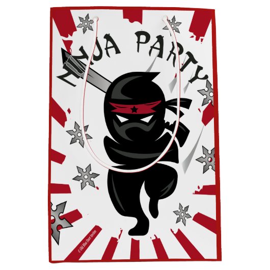 Moyen Ninja Samurai Guerrier Anniversaire Sac cadeau (Devant)