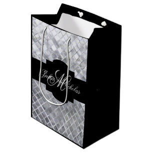 Moyen Noir de monogramme et 25ème sac de cadeau