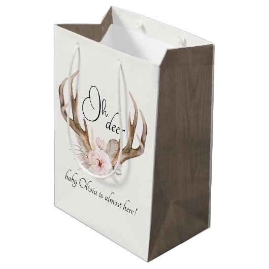 Moyen Oh Deer Woodland Baby shower sac cadeau - Boho Wat (Dos Angle)