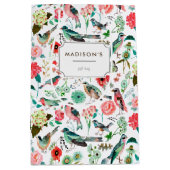 Moyen Oiseaux et fleurs | Sac cadeau (Devant)