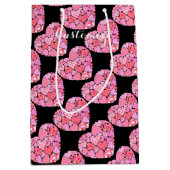 Moyen Patchwork Hearts Black Cadeau Sac (Devant)