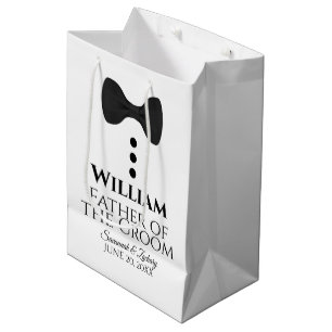 Moyen Père du Mariage Groom Sac cadeau avec Cravate noir