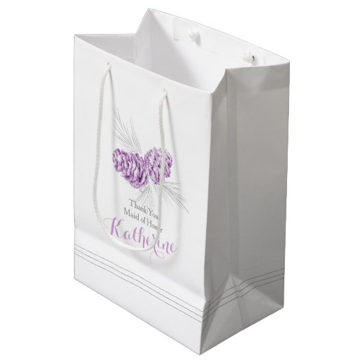 Moyen Pin violet cône dessin mariage cadeau sac (Devant Angle)