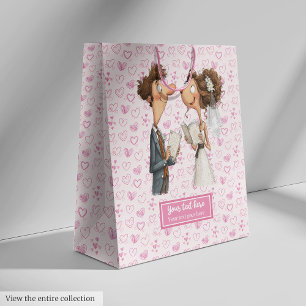 Moyen Quirky Newlyweds Cadeau Sac Drôle Aquarelle Design