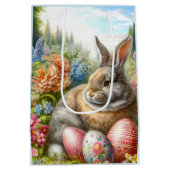 Moyen Rabbit assis dans le jardin de fleurs Sac cadeau d (Dos)